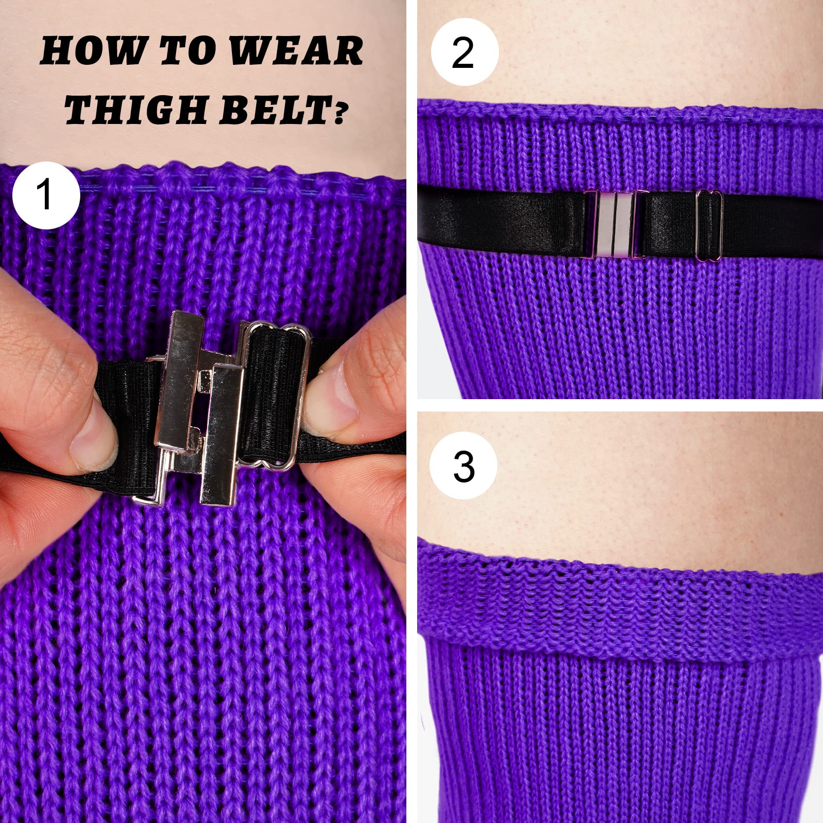 Womens Plus Size Thigh High Socks-Violet Purple - Image 4