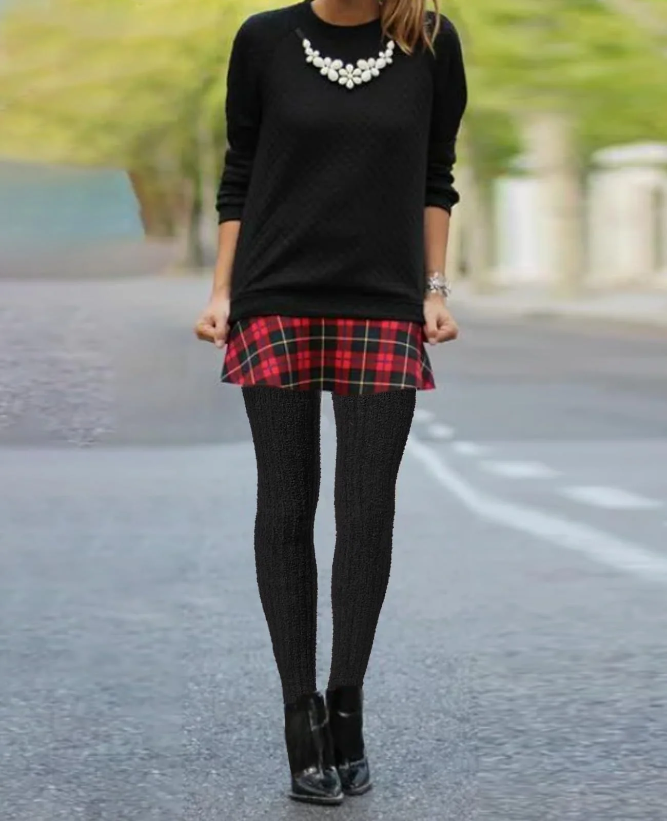 Womens Thigh High Socks Coral Fleece-Black - Image 3