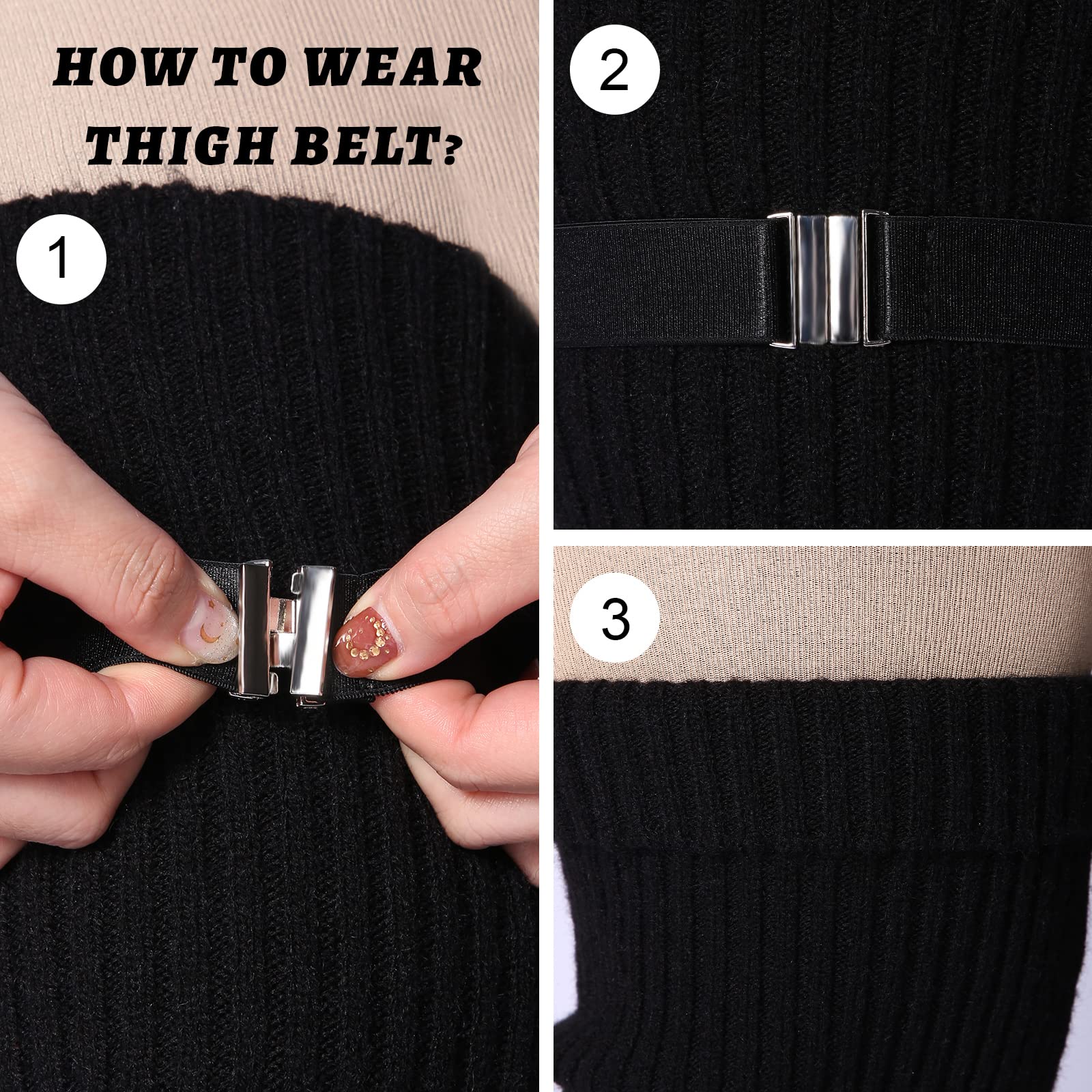 Wool Plus Size Thigh High Socks For Thick Thighs-Black - Image 5