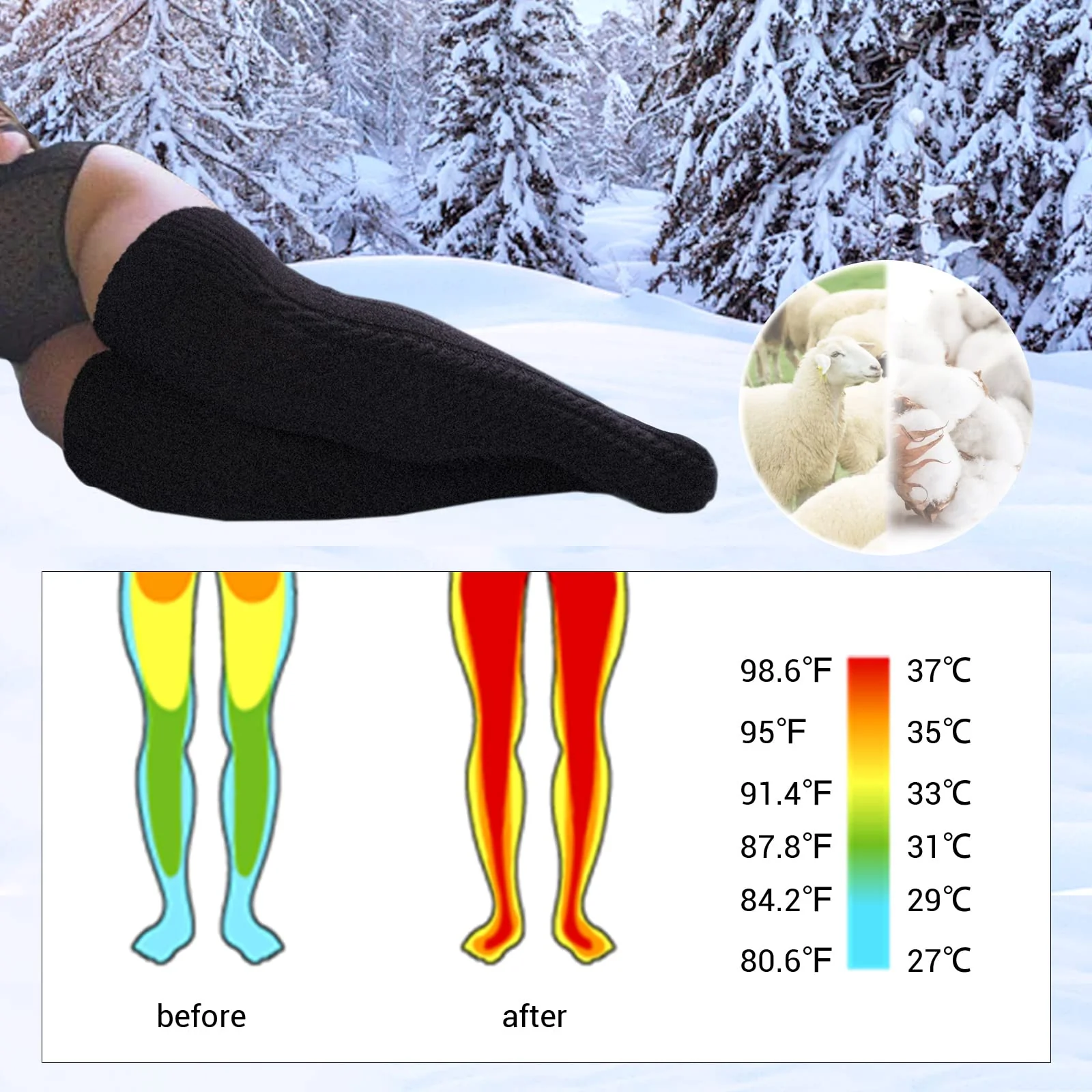 Wool Plus Size Thigh High Socks For Thick Thighs-Black - Image 7