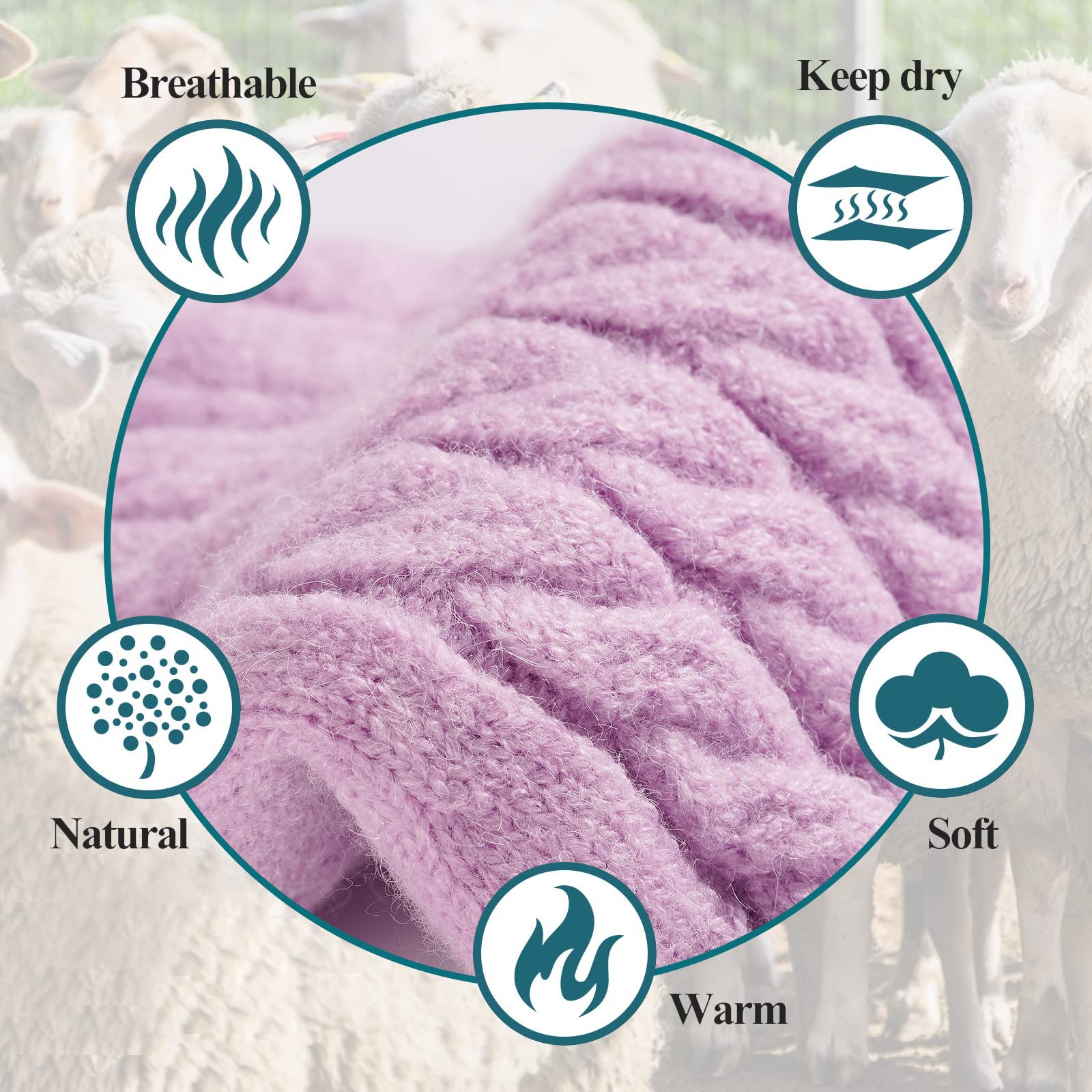 Wool Plus Size Thigh High Socks For Thick Thighs-Lavender - Image 5